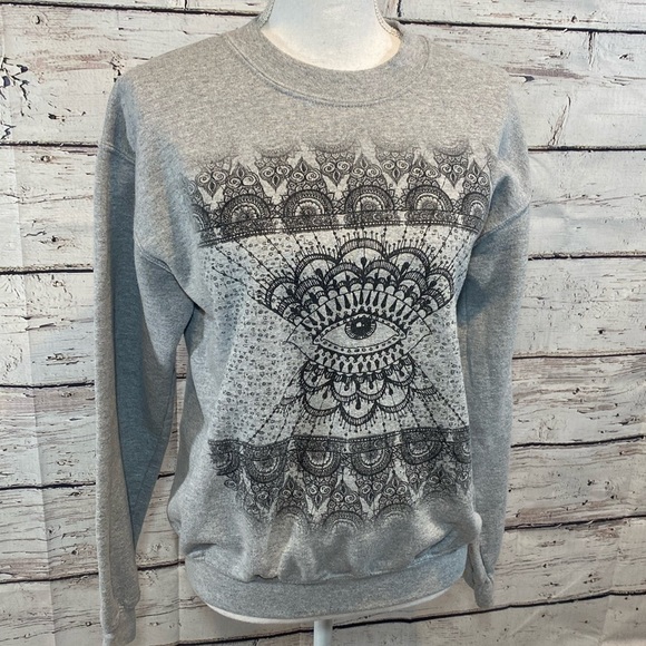 FREEZE Sweatshirt Crewneck Gray w Henna Style Graphic-Small - Picture 1 of 3